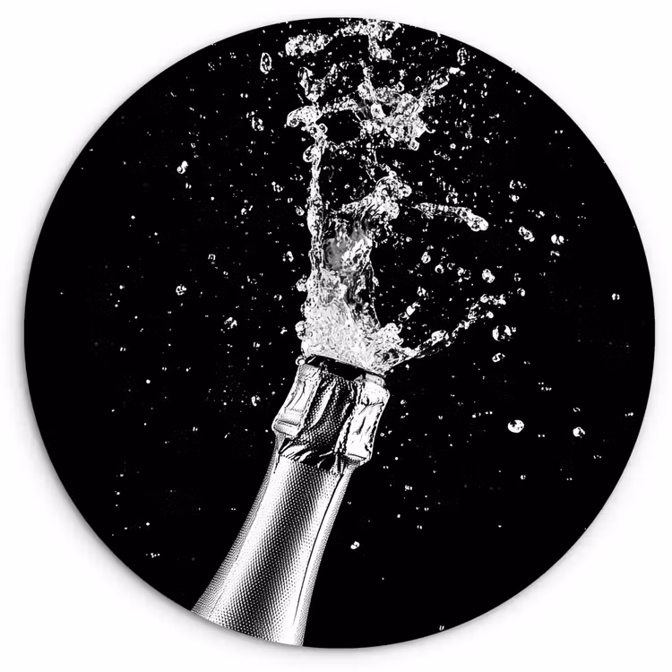 Muurcirkel glas - Champagne - Zwart - Spetters - Popping — 1