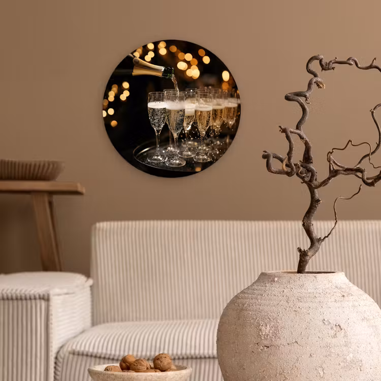 Muurcirkel glas - Lichtjes - Champagne - Glazen — 2