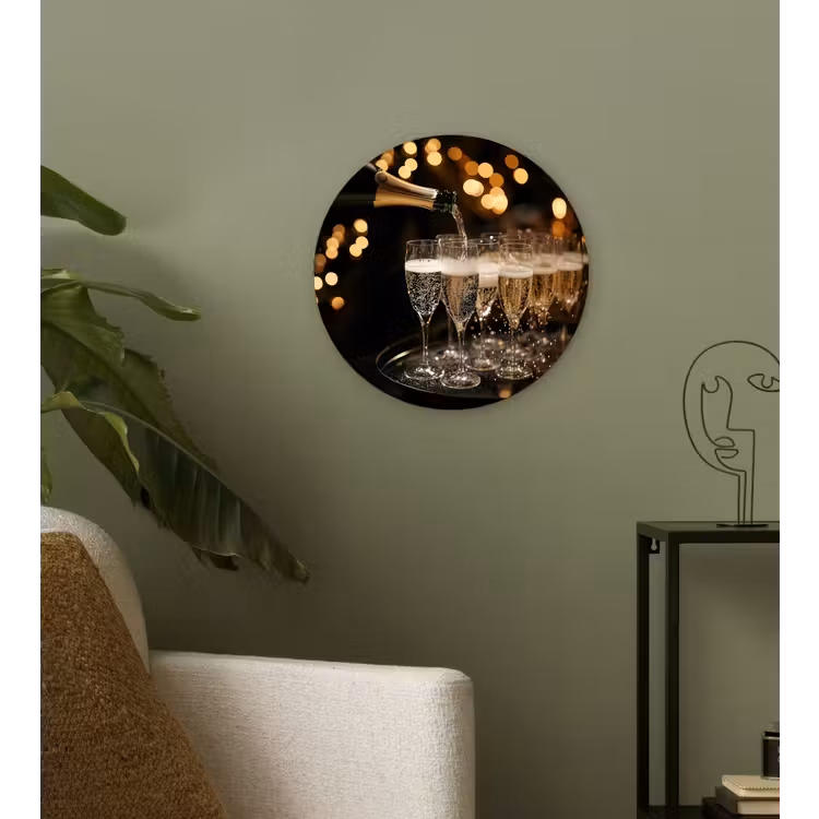 Muurcirkel glas - Lichtjes - Champagne - Glazen — 3