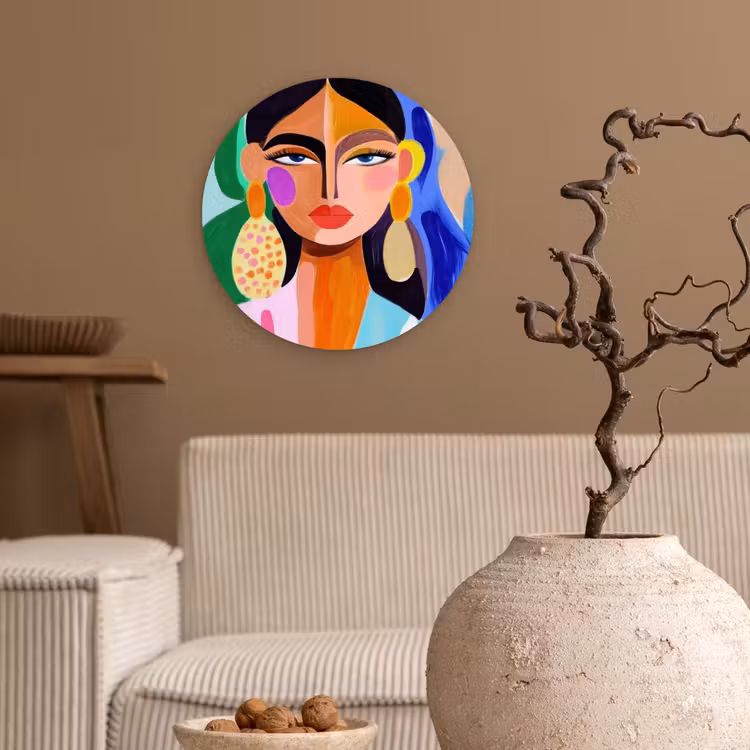 Muurcirkel glas - Portret - Vrouw - Modern — 2