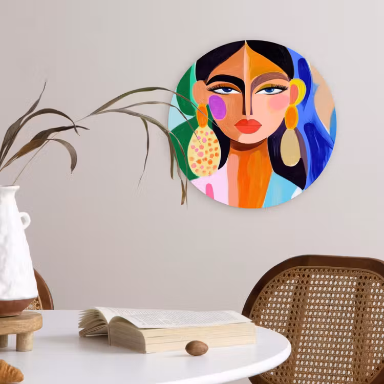 Muurcirkel glas - Portret - Vrouw - Modern — 4