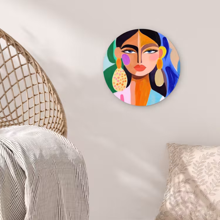 Muurcirkel glas - Portret - Vrouw - Modern — 5