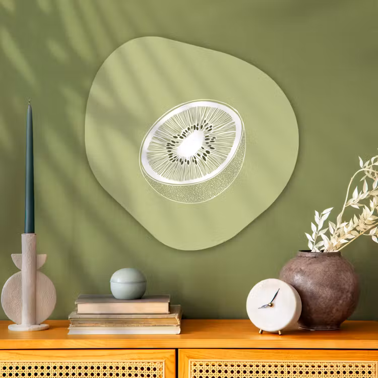 Organisch schilderij - Glas - Kiwi - Lijntekening - Minimalistisch - Groen — 2