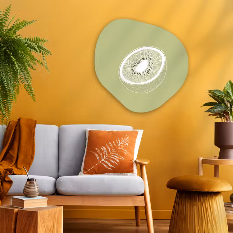 Organisch schilderij - Glas - Kiwi - Lijntekening - Minimalistisch - Groen — 3