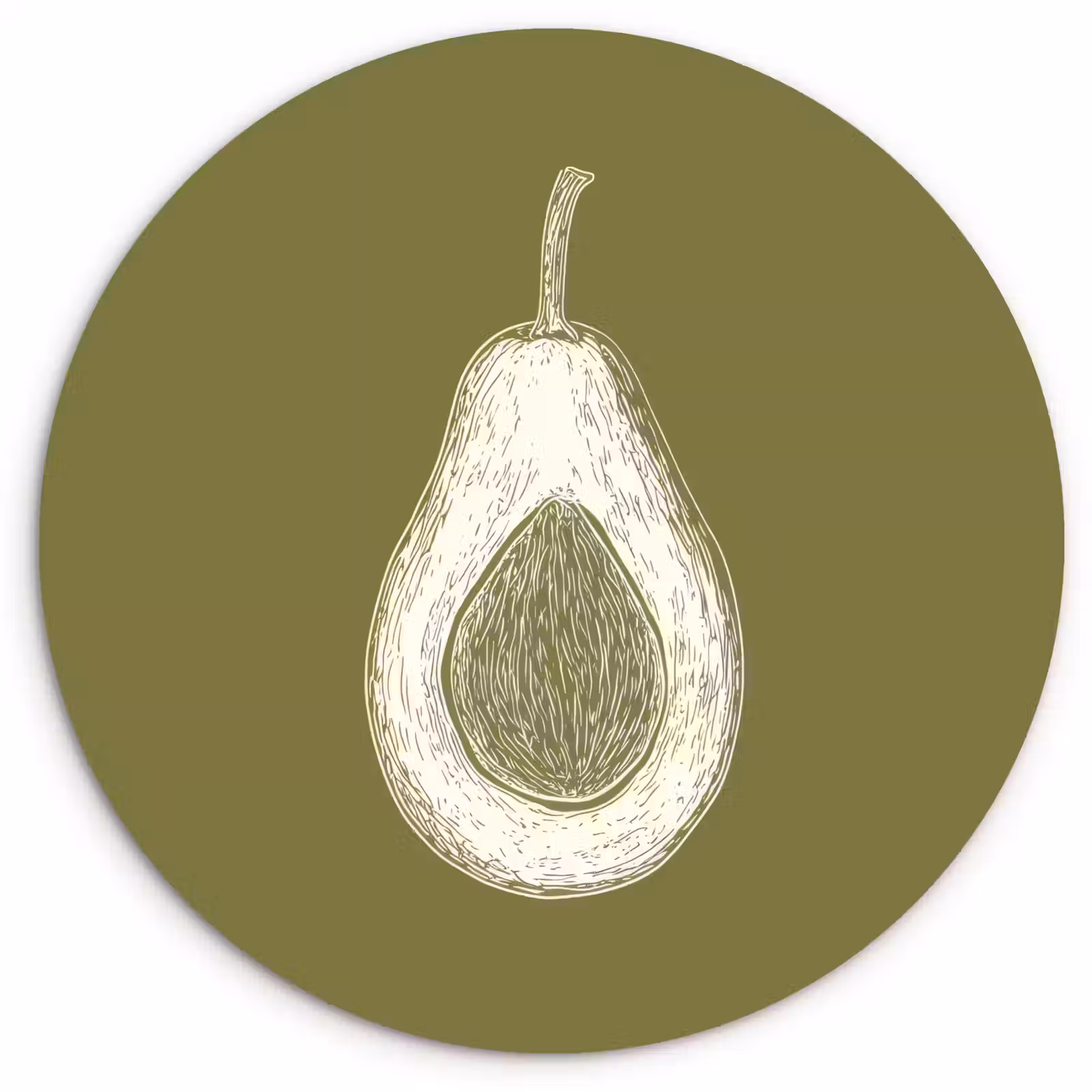 Muurcirkel glas - Avocado - Minimalistisch - Illustratie - Groen — 1
