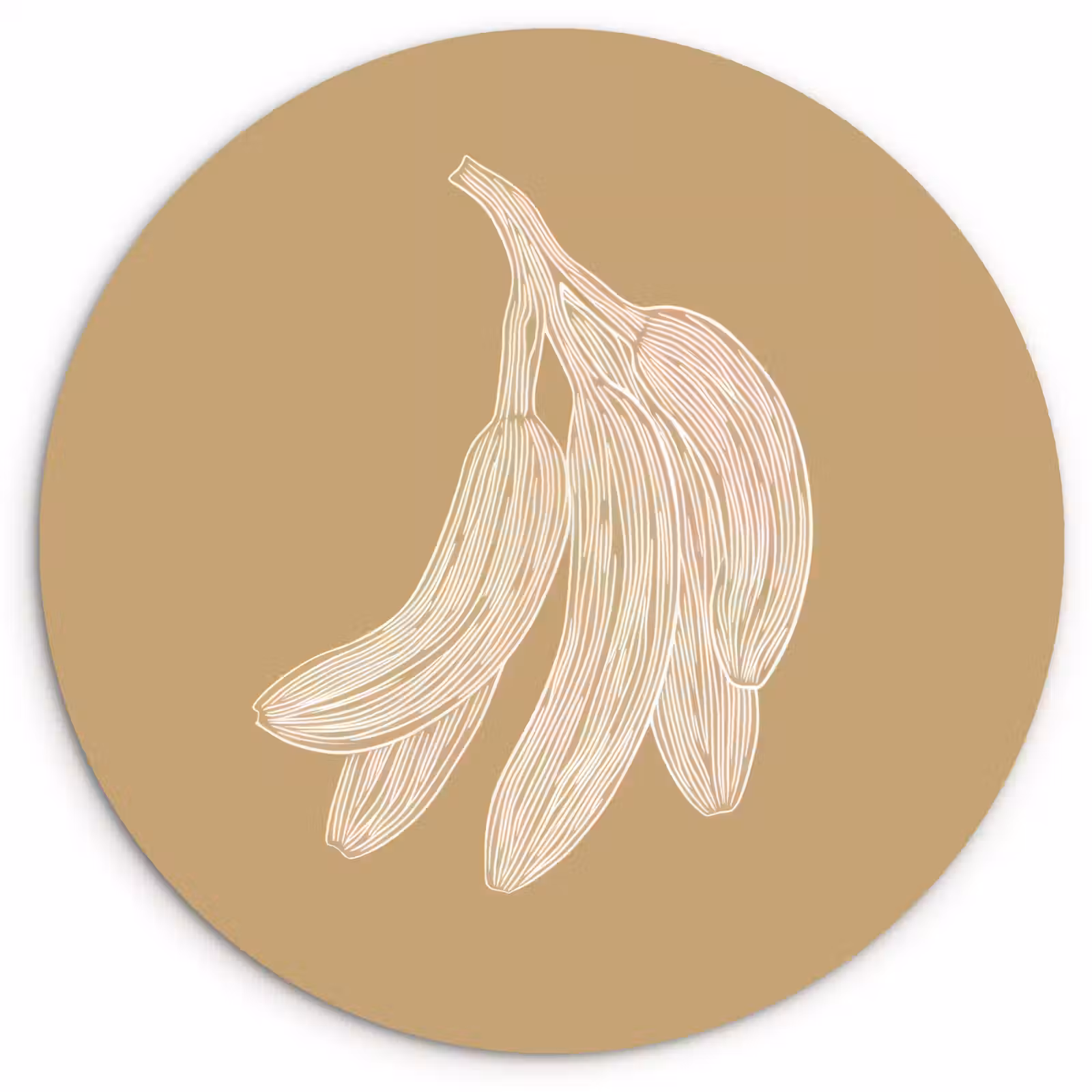 Muurcirkel glas - Bananen - Beige - Lijntekening - Minimalistisch — 1