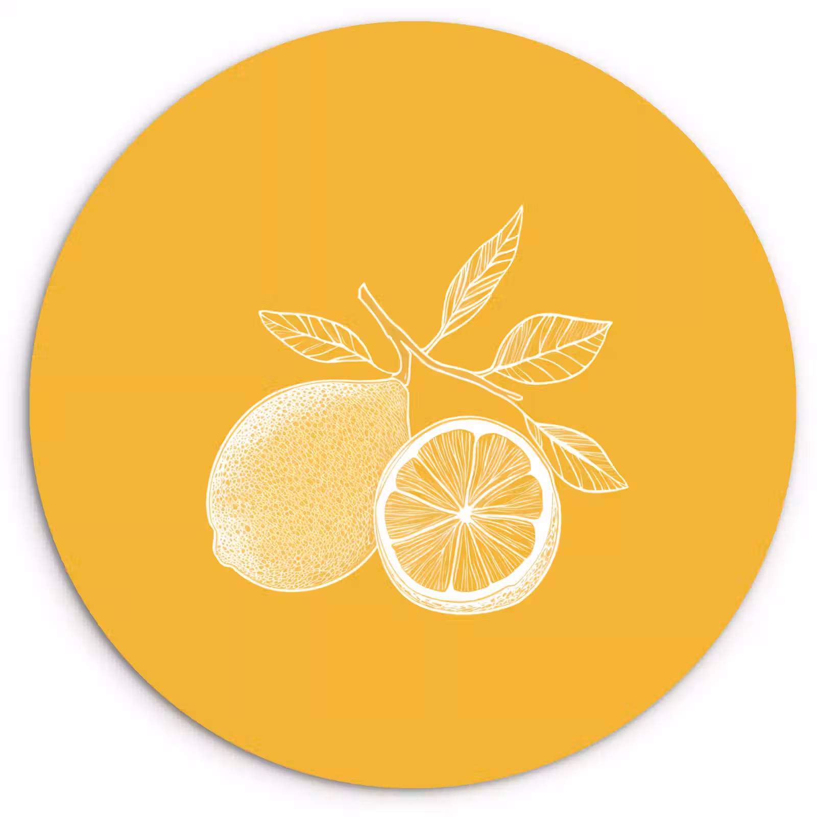 Muurcirkel glas - Citroenen - Illustratie - Minimalistisch - Geel — 1
