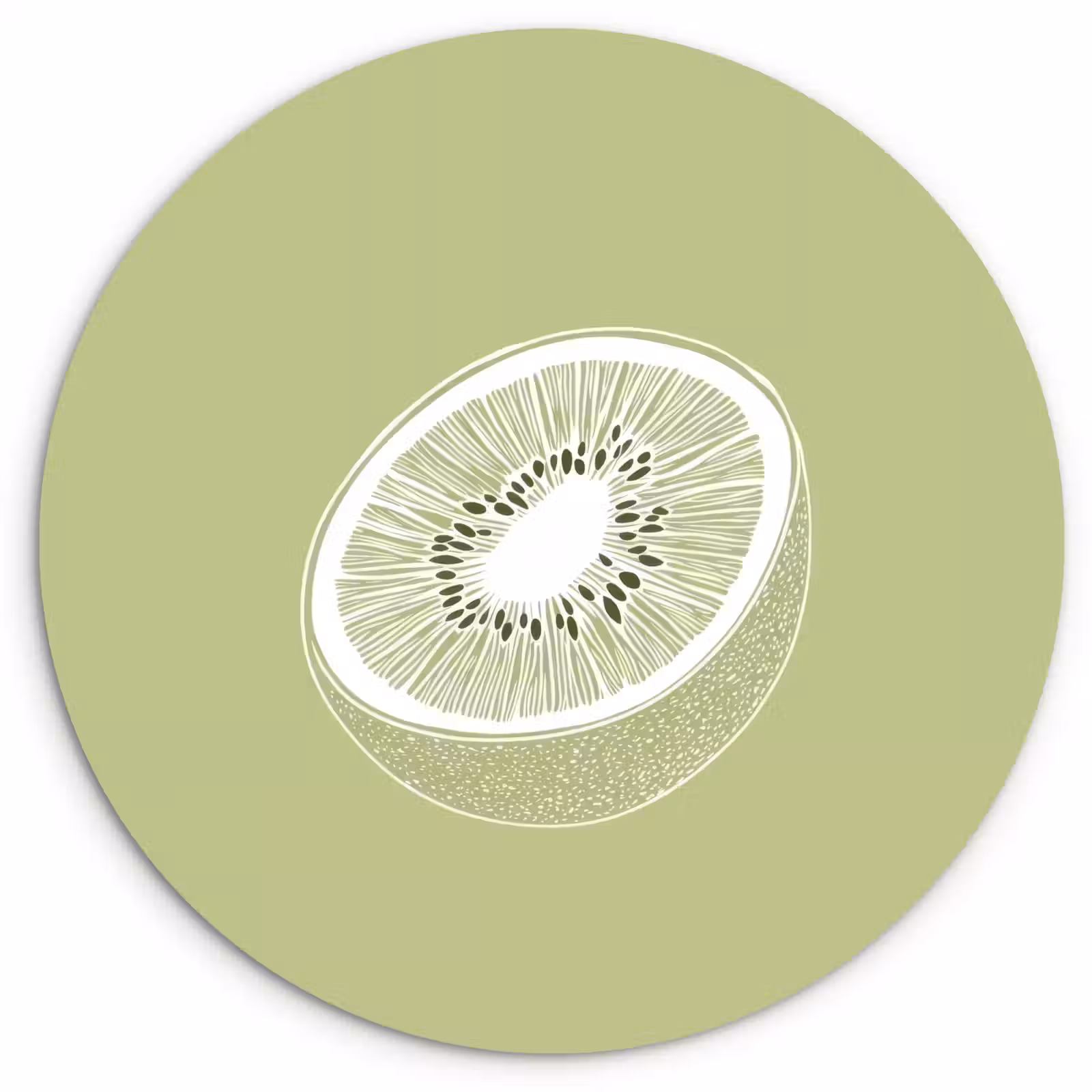 Muurcirkel glas - Kiwi - Lijntekening - Minimalistisch - Groen — 1