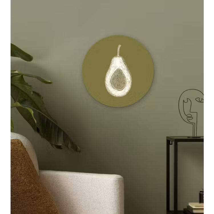 Muurcirkel glas - Avocado - Minimalistisch - Illustratie - Groen — 3