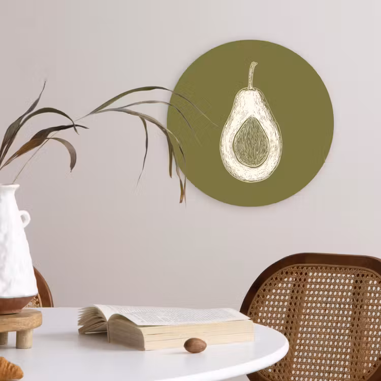 Muurcirkel glas - Avocado - Minimalistisch - Illustratie - Groen — 4
