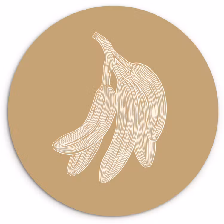 Muurcirkel glas - Bananen - Beige - Lijntekening - Minimalistisch — 1