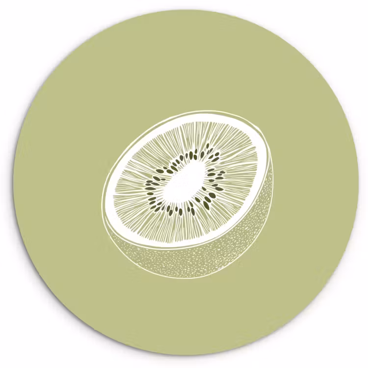 Muurcirkel glas - Kiwi - Lijntekening - Minimalistisch - Groen — 1