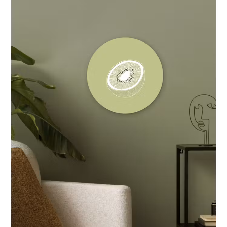 Muurcirkel glas - Kiwi - Lijntekening - Minimalistisch - Groen — 3
