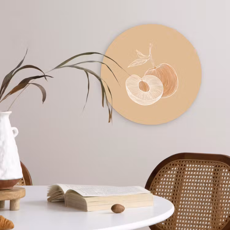 Muurcirkel glas - Perzik - Lijntekening - Pit - Beige — 4