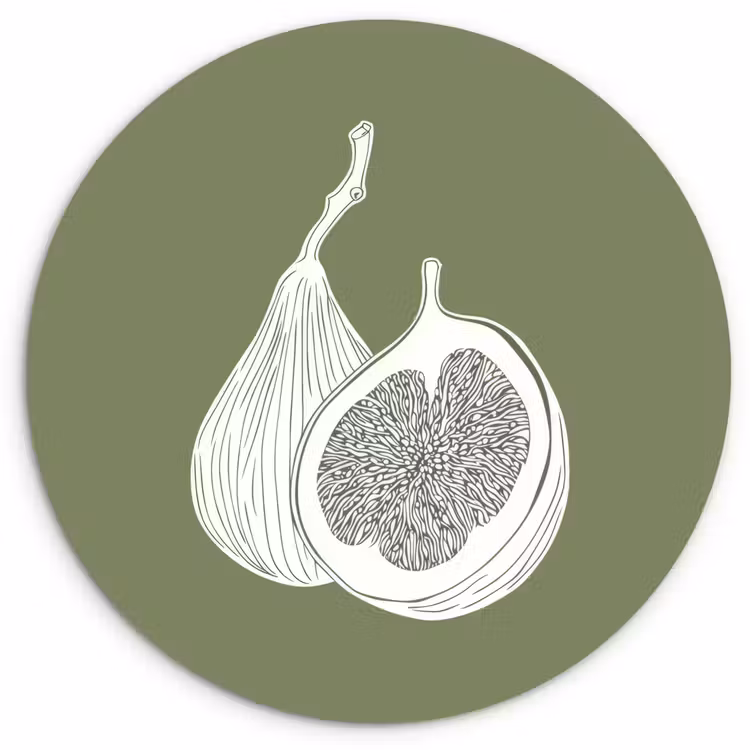 Muurcirkel glas - Vijgen - Minimalistisch - Getekend - Mosgroen — 1