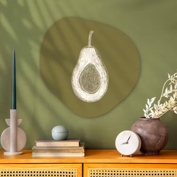 Organisch schilderij - Glas - Avocado - Minimalistisch - Illustratie - Groen — 2
