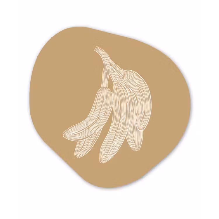 Organisch schilderij - Glas - Bananen - Beige - Lijntekening - Minimalistisch — 1