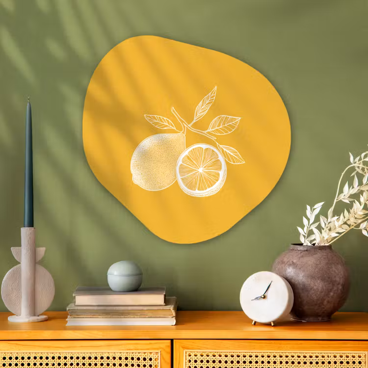 Organisch schilderij - Glas - Citroenen - Illustratie - Minimalistisch - Geel — 2