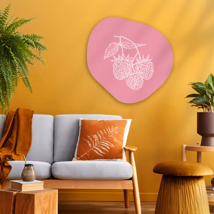 Organisch schilderij - Glas - Frambozen - Steel - Getekend - Roze — 3