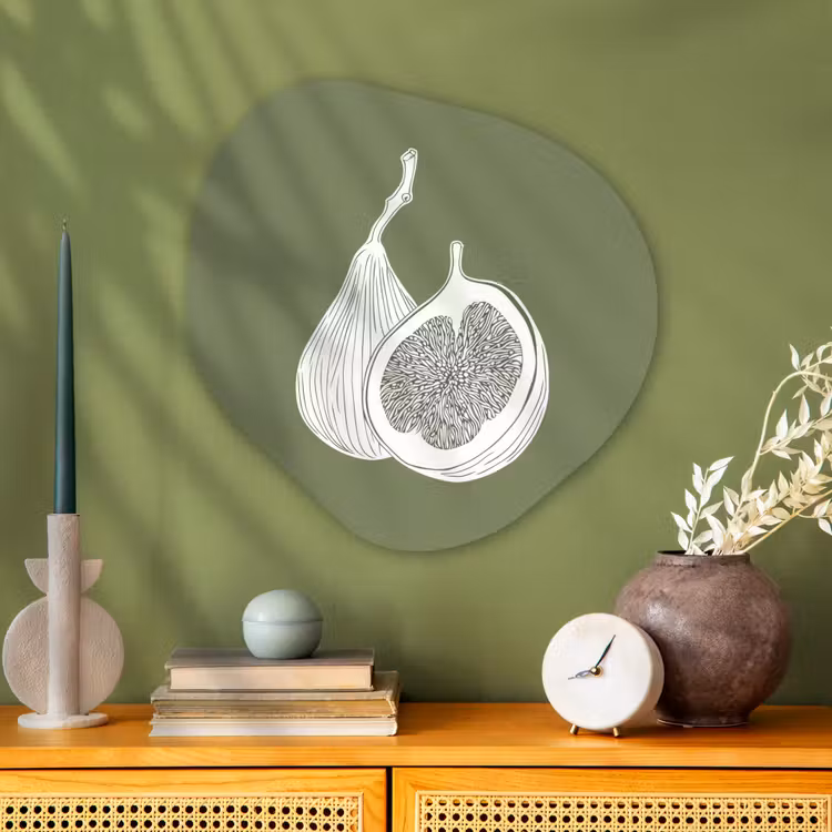 Organisch schilderij - Glas - Vijgen - Minimalistisch - Getekend - Mosgroen — 2
