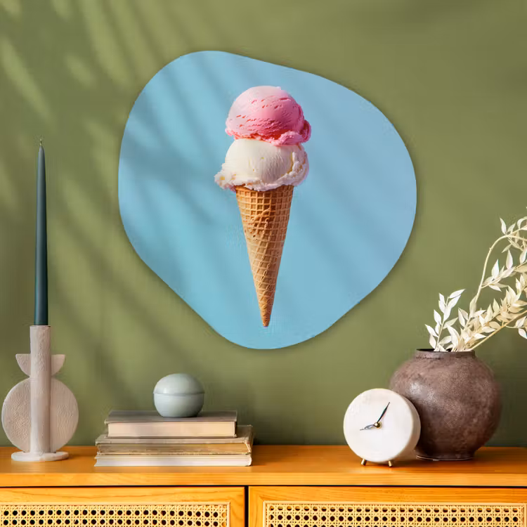 Organisch schilderij - Glas - Bolletjes - Schepijs - Hoorntje - Blauw — 2