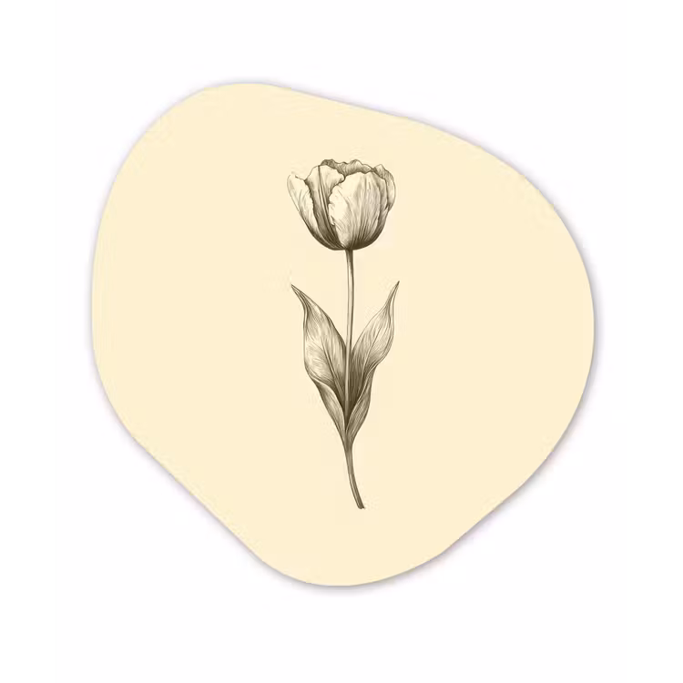 Organisch schilderij - Glas - Illustratie - Tulp - Zwart — 1