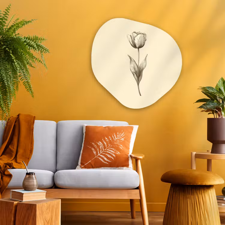 Organisch schilderij - Glas - Illustratie - Tulp - Zwart — 3