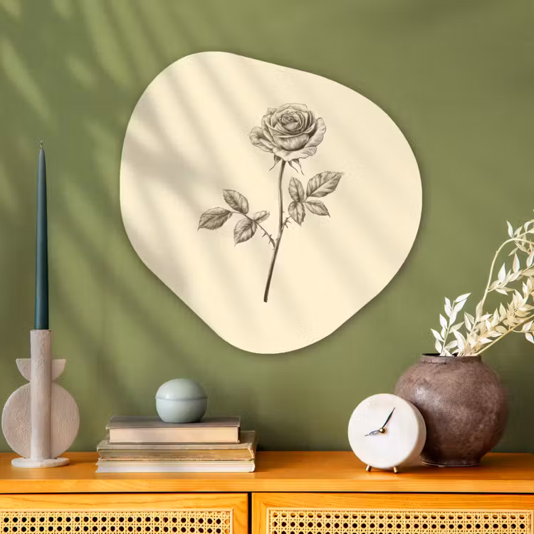 Organisch schilderij - Glas - Illustratie - Zwart - Roos — 2
