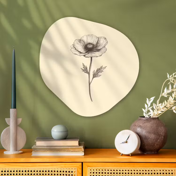 Organisch schilderij - Glas - Klaproos - Illustratie - Zwart — 2