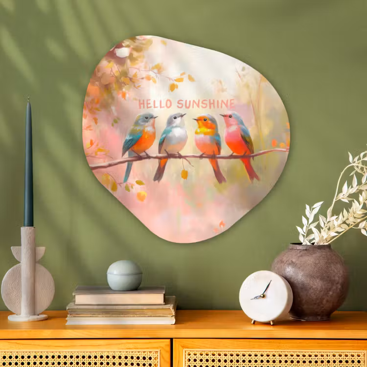 Organisch schilderij - Glas - Vogels - Tak - Quote - Roze — 2
