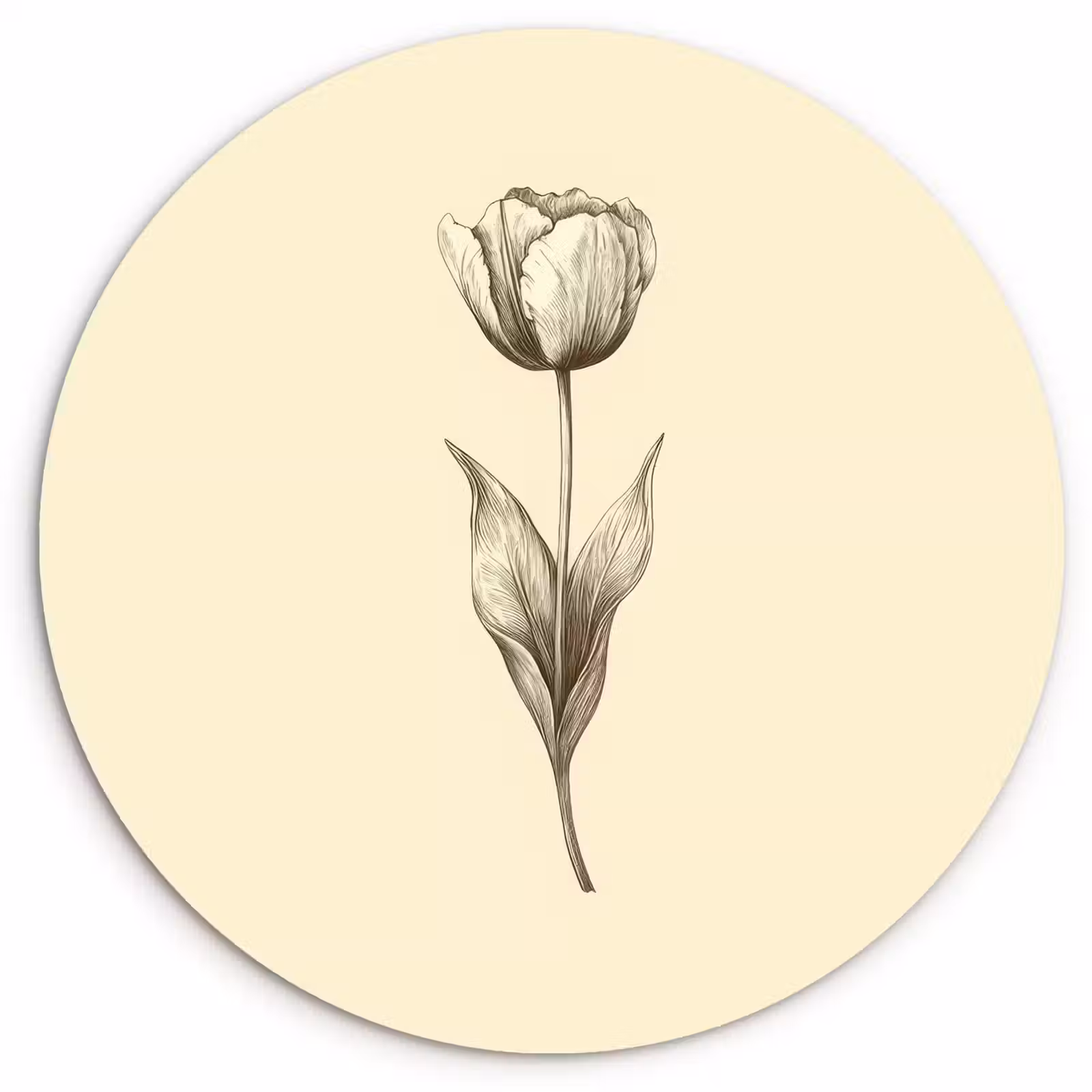 Muurcirkel glas - Illustratie - Tulp - Zwart — 1