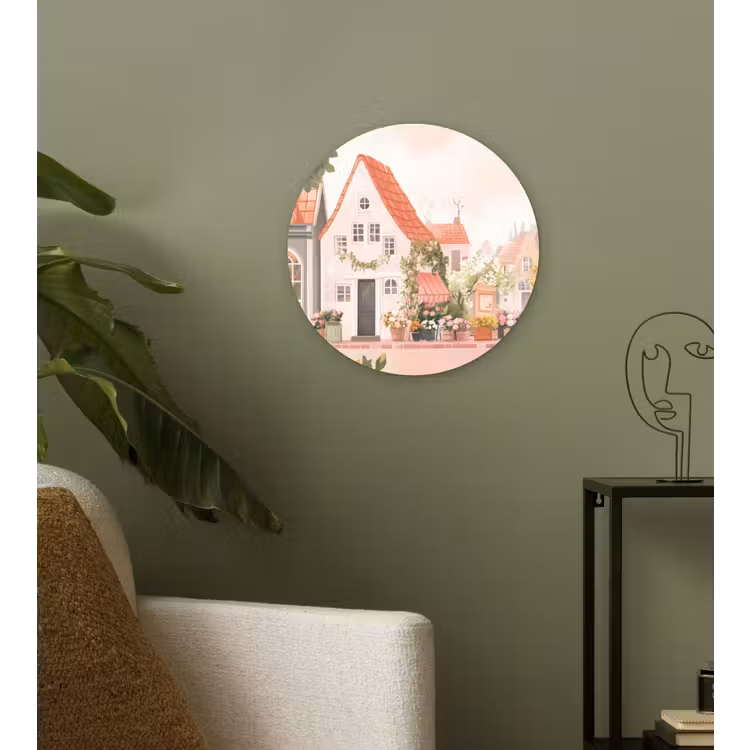 Muurcirkel glas - Bloemen - Huizen - Dorp — 3