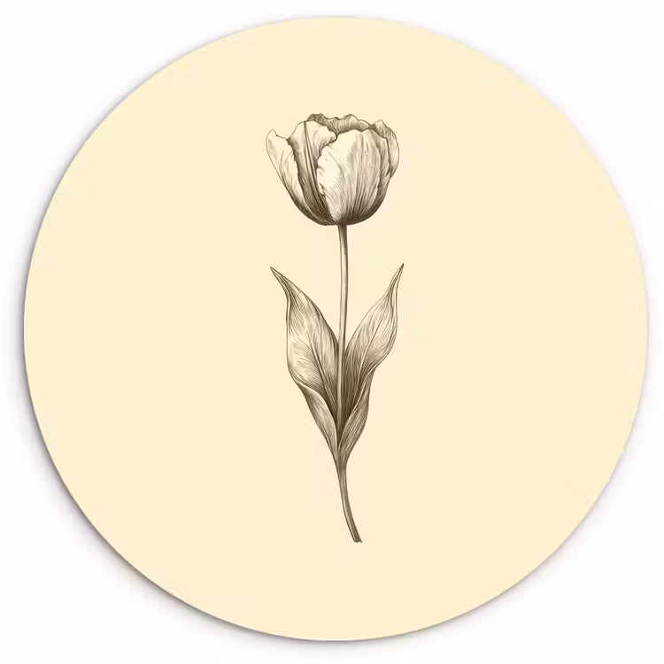 Muurcirkel glas - Illustratie - Tulp - Zwart — 1