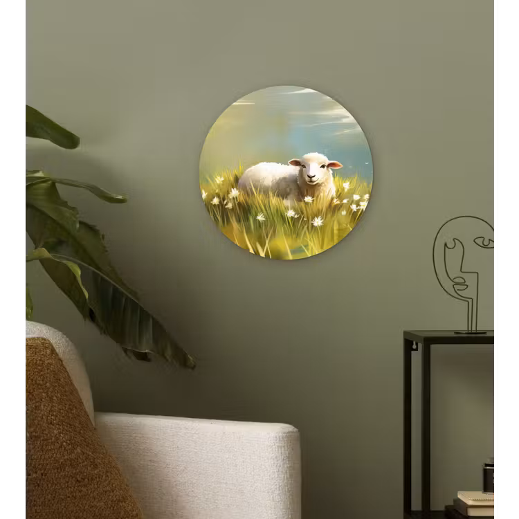 Muurcirkel glas - Schaap - Weide - Groen — 3