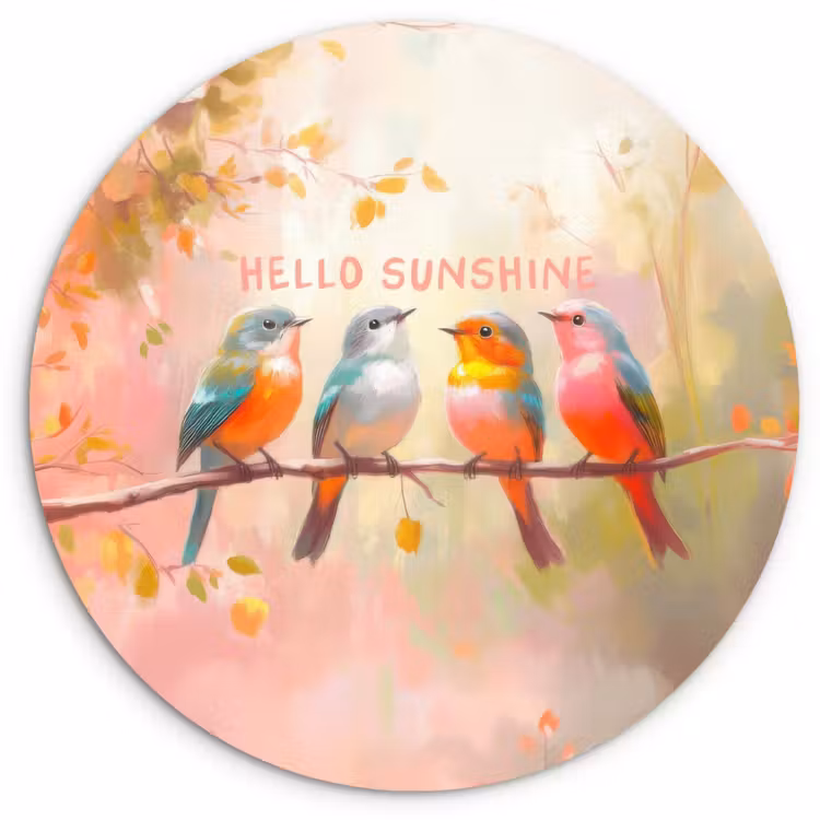 Muurcirkel glas - Vogels - Tak - Quote - Roze — 1