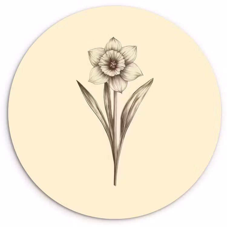 Muurcirkel glas - Zwart - Narcis - Illustratie — 1