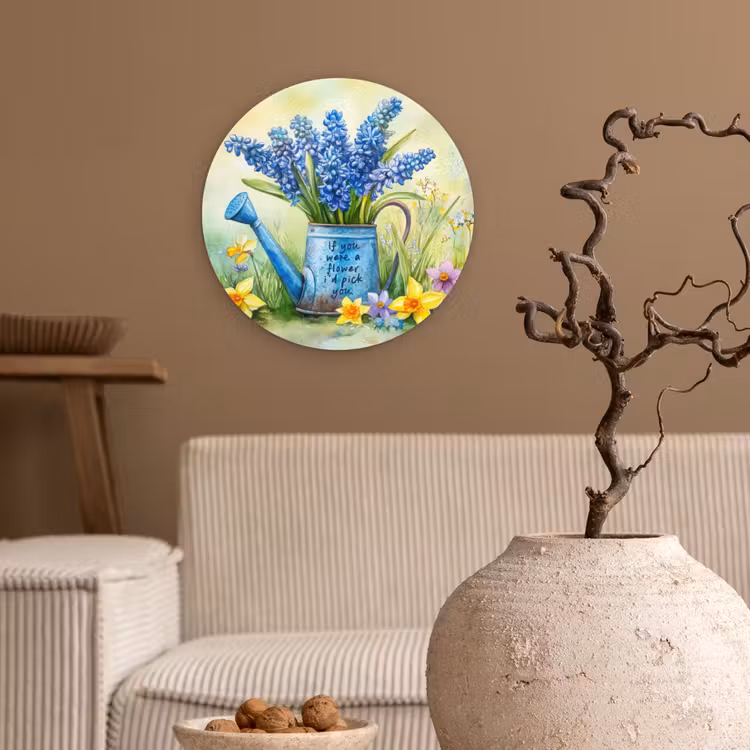 Muurcirkel glas - Lavendelbloemen - Quote - Gieter — 2
