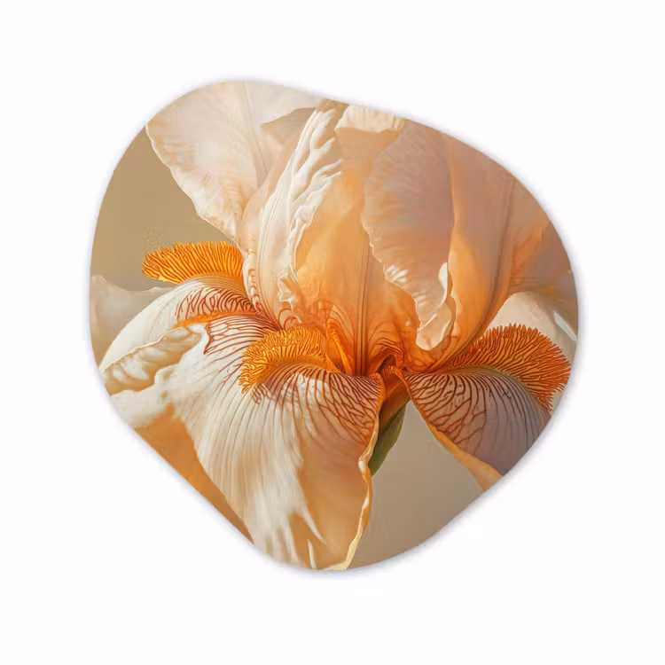 Organisch schilderij - Glas - Iris Close-up Beige