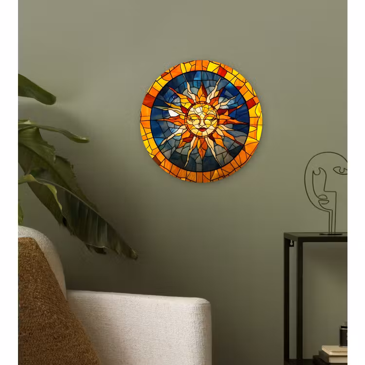 Muurcirkel glas - Mozaïek - Zon - Geel - Cirkel — 3