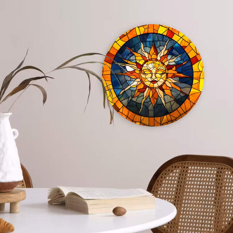 Muurcirkel glas - Mozaïek - Zon - Geel - Cirkel — 4