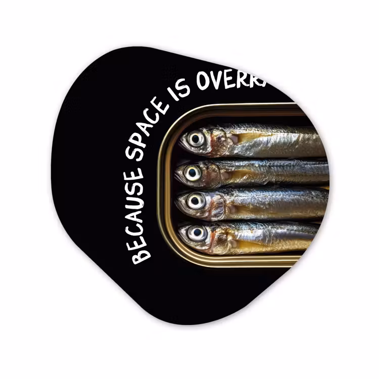 Organisch schilderij - Glas - Sardines - Tekst - Vis - Blik — 1