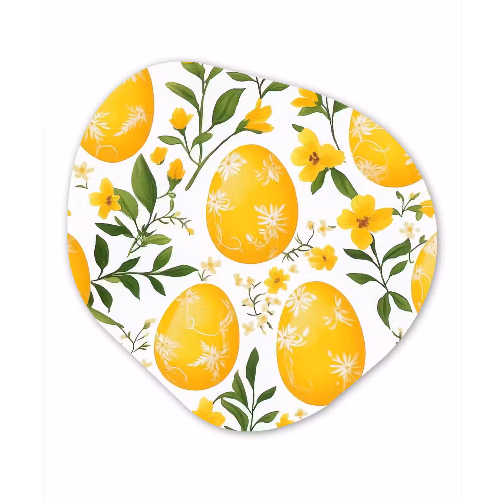 Organisch schilderij - Glas - Bloemen - Paaseieren - Geel — 1