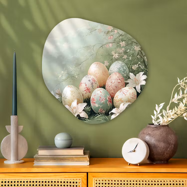 Organisch schilderij - Glas - Paaseieren - Pasteltinten - Bloemen — 2
