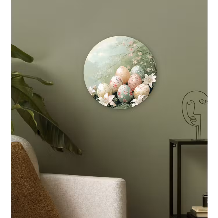 Muurcirkel glas - Paaseieren - Pasteltinten - Bloemen — 3