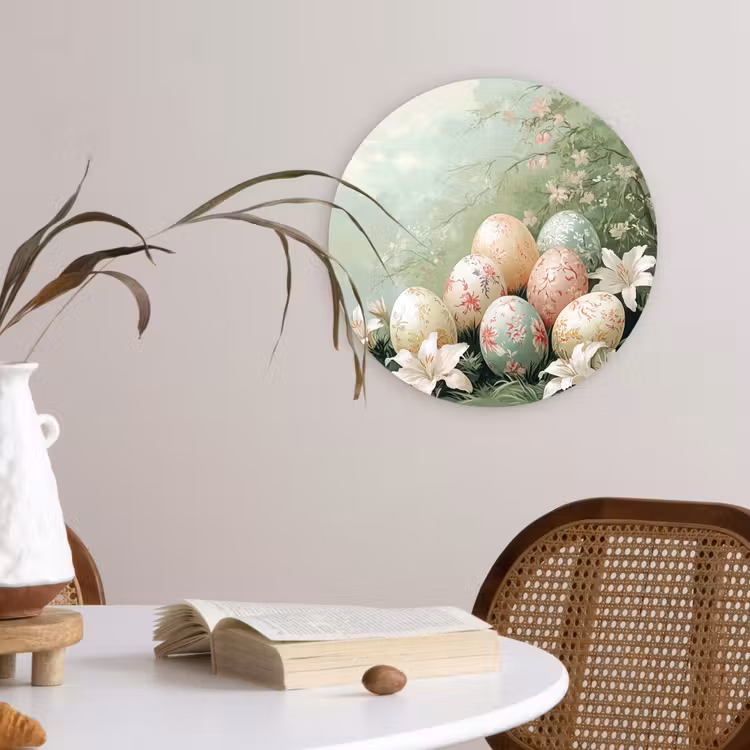 Muurcirkel glas - Paaseieren - Pasteltinten - Bloemen — 4