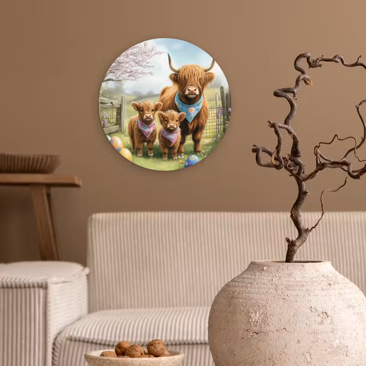 Muurcirkel glas - Schotsehooglanders - Paaseieren - Lente — 2