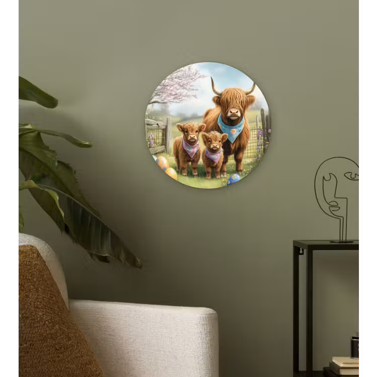 Muurcirkel glas - Schotsehooglanders - Paaseieren - Lente — 3