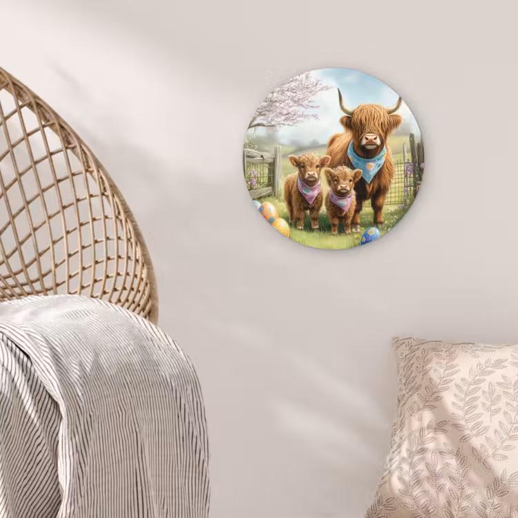 Muurcirkel glas - Schotsehooglanders - Paaseieren - Lente — 5