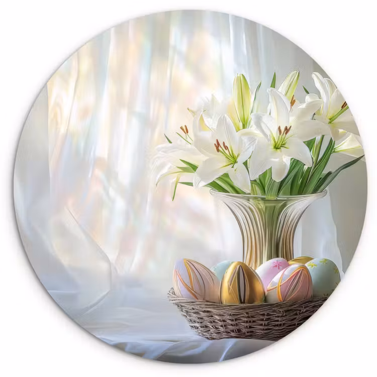 Muurcirkel glas - Vaas - Eieren - Bloemen — 1