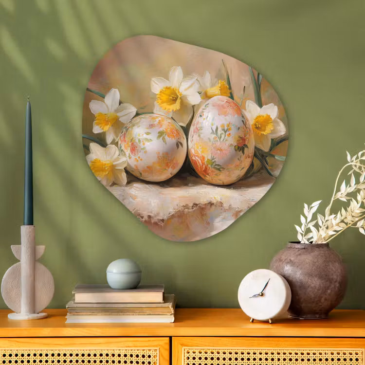 Organisch schilderij - Glas - Bloemen - Eieren - Geschilderd — 2